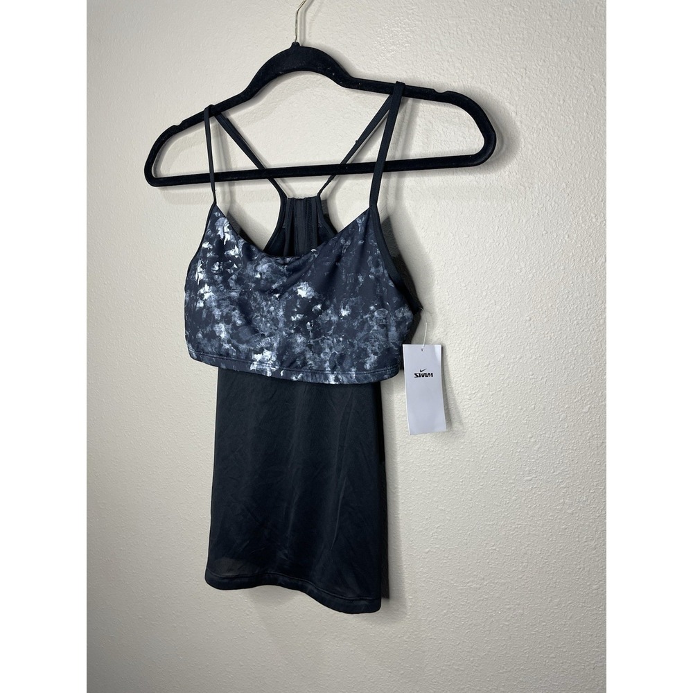 Nike Swim Women's Earth Dye Tankini Top Only Black and Gray Size Medium NWT